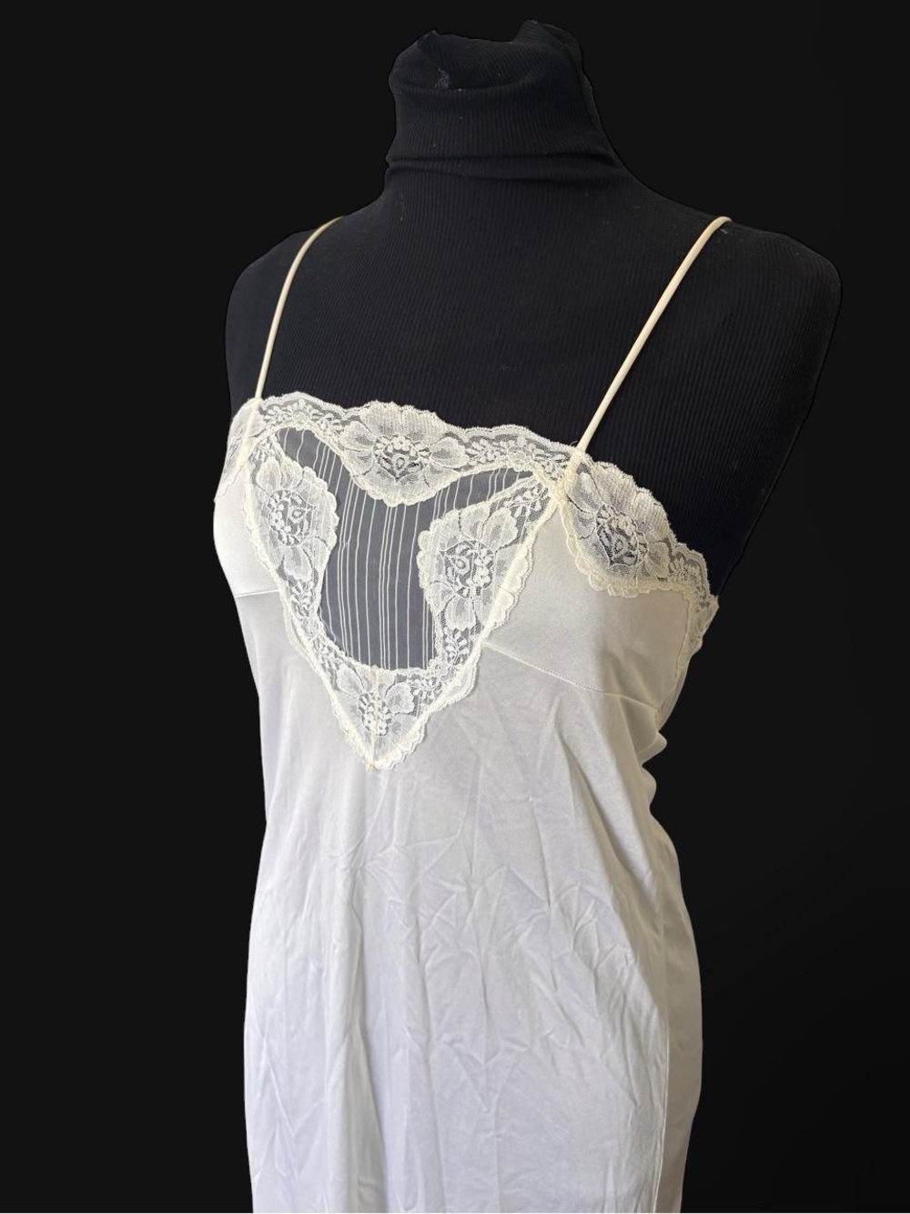 Vintage Delicate Lace Trim White Slip Dress